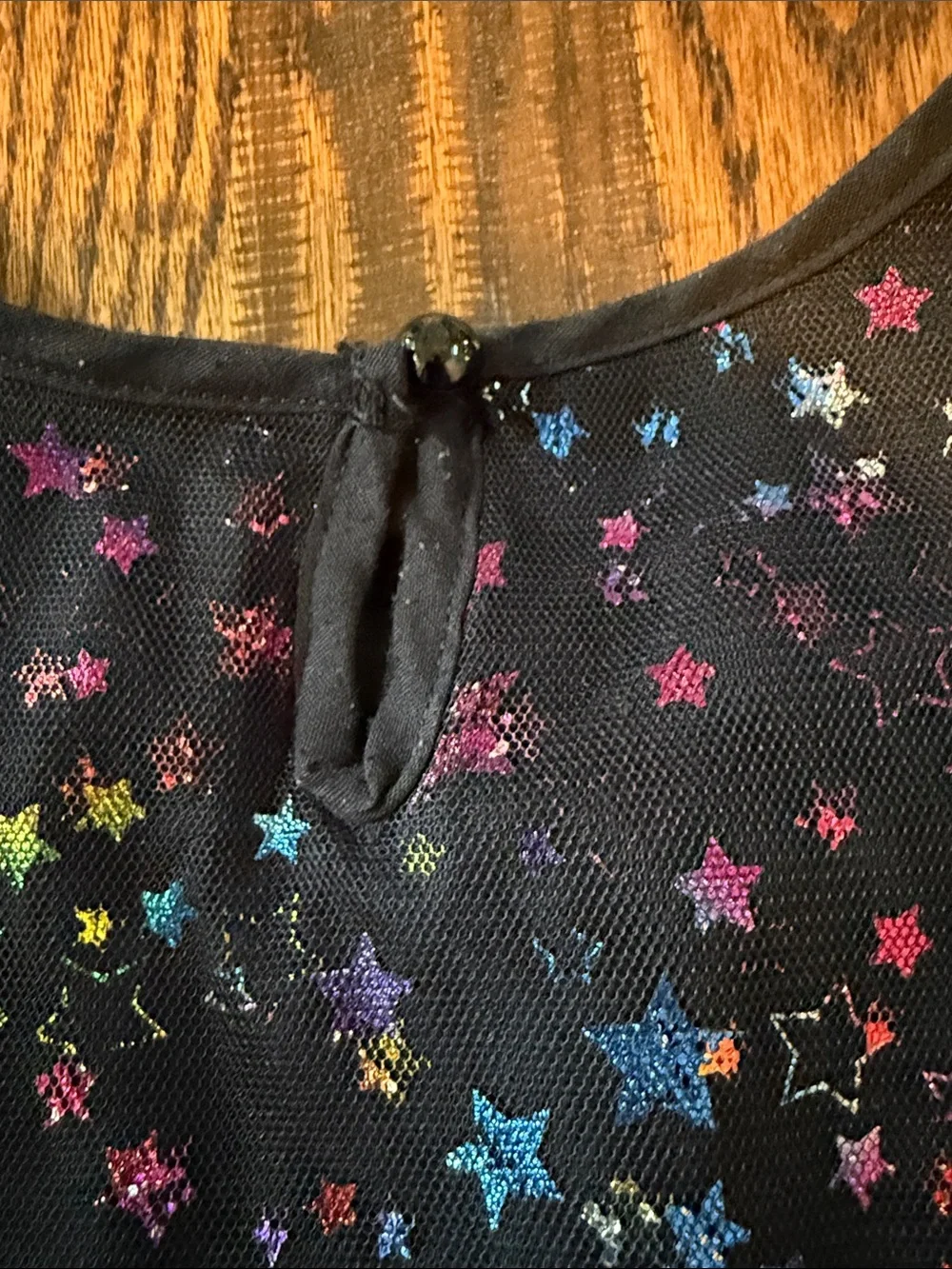 Lola + The Boys Black Tulle Tiered Dress with Multicolor Star Print